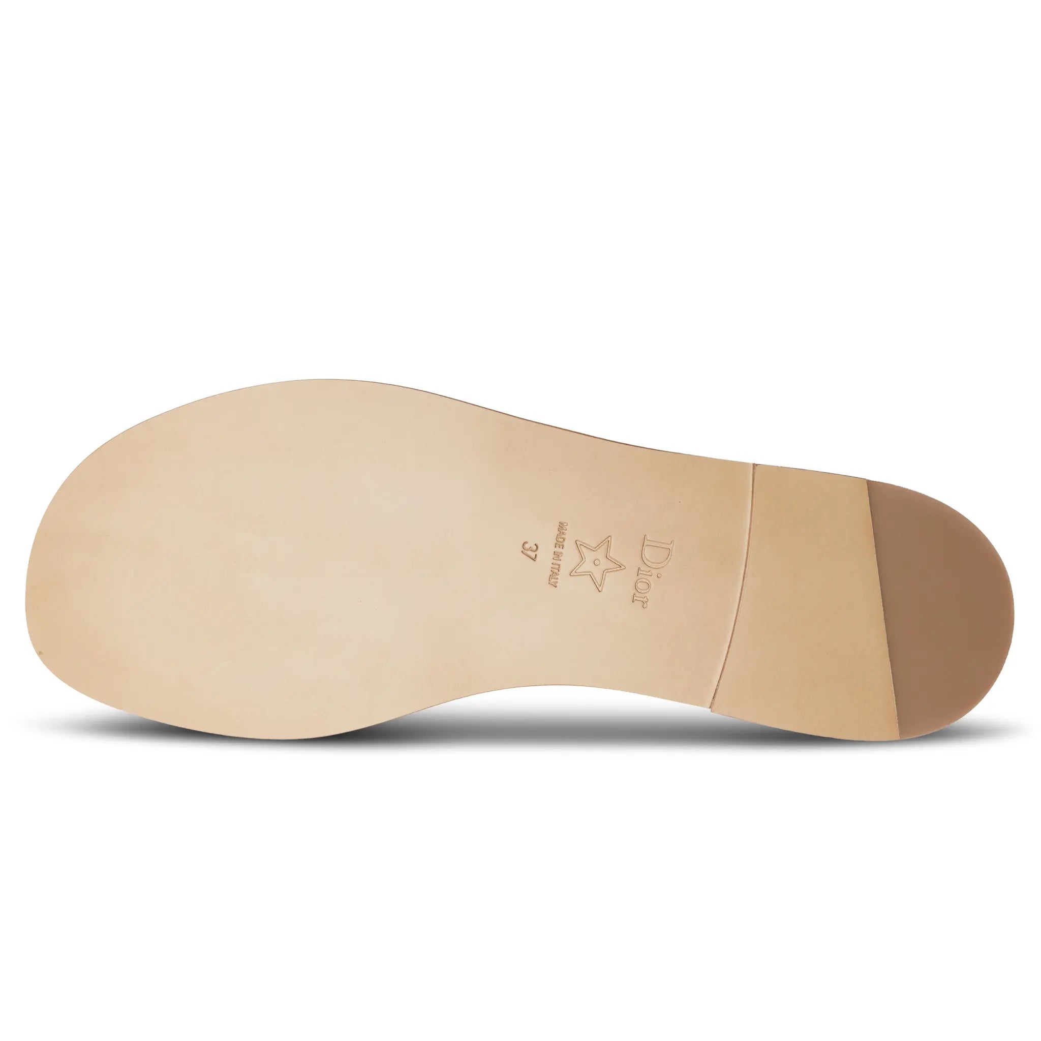 Sole View of Dior Dway Embroidered Cotton Beige Slides